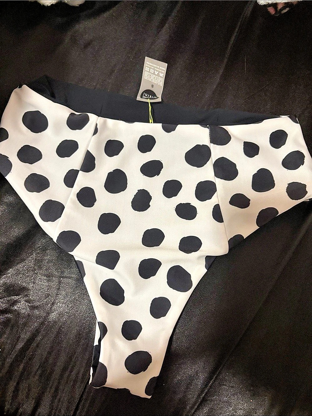 Moana Bikini black & polka dot reversible bikini high waisted bottoms